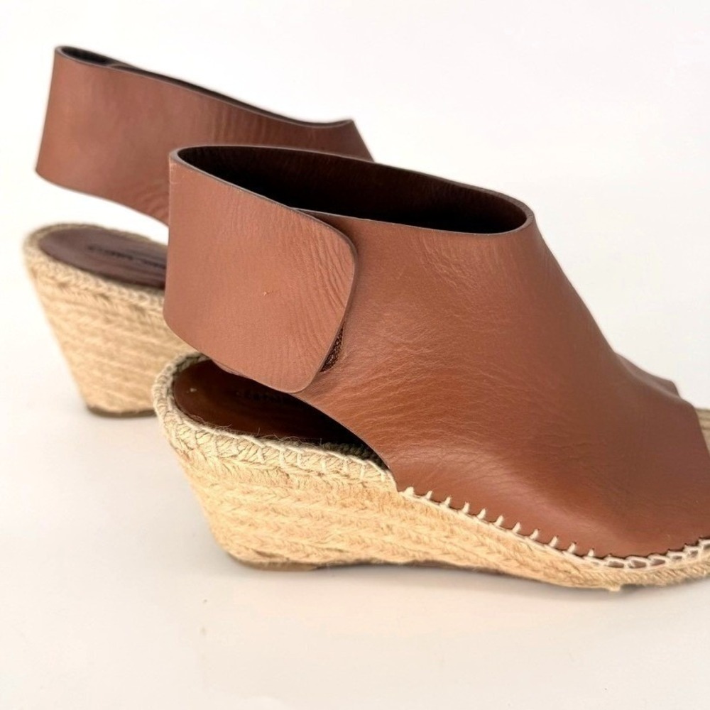 Celine Paris Brown Leather Phoebe Philo Espadrille Wedge Ankle Strap Size 39 - Picture 3 of 10